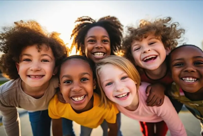 Group of children smiling together